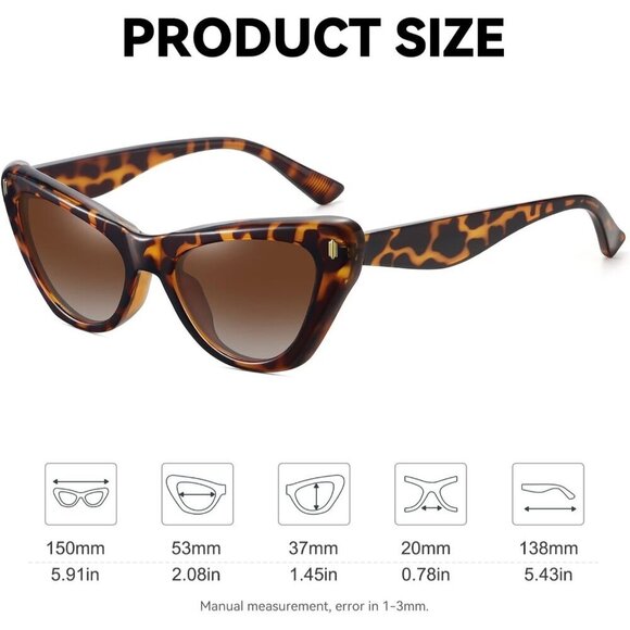 🆕Women Brown Trendy Retro Cat Eye Classic Stylish Shades Designer Sunglasses - Picture 2 of 6